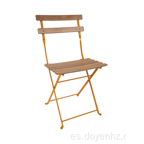 Silla plegable con estructura de acero con tapa de madera